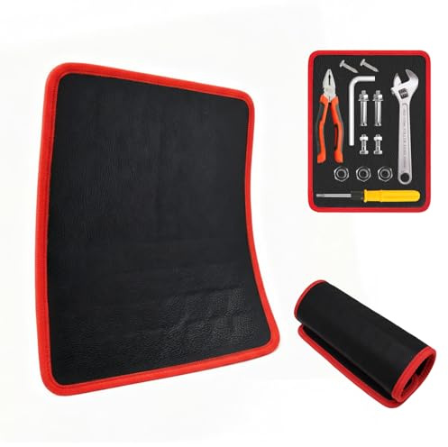 Magnetmatte Werkzeug aus PVC, Starker Magnetische Werkzeugmatte, Magnet Matte für Schrauben Muttern Bolzen Scheiben, Magnetic Tool Pad für Werkstätten Garagen Autoreparatur, 32,5x24,5cm (Red)