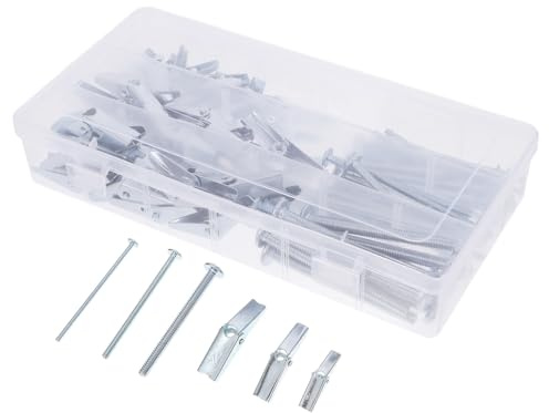 TIDTALEO Juego de 48 Pernos de Palanca y Tuercas para Anclajes de Pared Hueca, Acero al Carbono, Tipo Paraguas, para Paneles de Yeso y Ladrillos, Kit de Fijación para Lámparas y