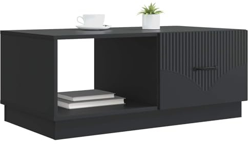 vidaXL Couchtisch Schwarz 90 x 50 x 37 cm Holzwerkstoff, Wohnzimmer, moderner rechteckiger Couchtisch, Vintage Stil, viel Stauraum, praktische Tischfläche