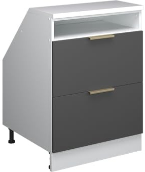 Vicco Küchenschrank für Dachschrägen R-Line, Anthrazit-Gold, 60 cm mit 2 Schubladen, Schrankkorpus 60 cm Tiefe, zur freien Kombination innerhalb modularer Küchensysteme