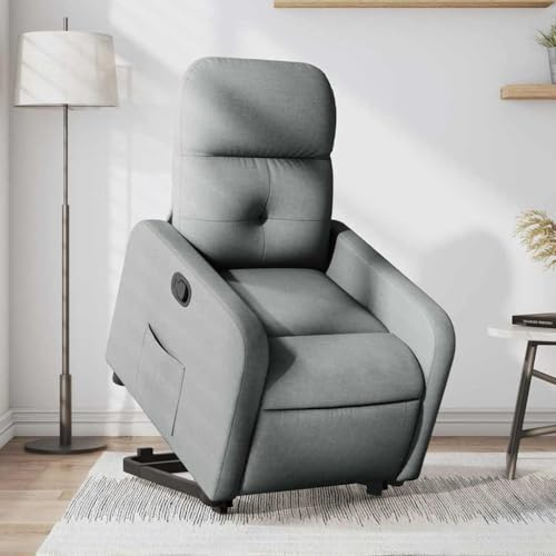 Molumvel Fauteuil relax électrique avec aide à se lever - Fauteuil TV en tissu - Fauteuil inclinable avec moteur - Aide au stand pour personnes âgées - Gris clair