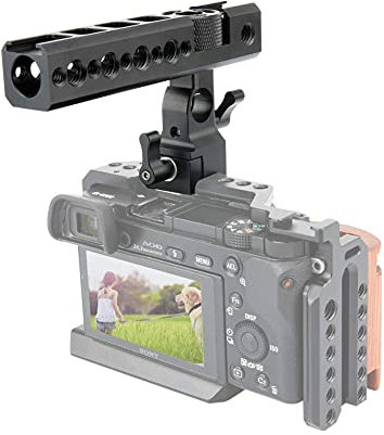 NICEYRIG NATO Clamp Top Handle Grip with 15mm Rod Clamp Shoe Mounts for DSLR Camera Camcorder Cage Rig