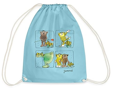 Spreadshirt Janosch Bär Tiger Günter Und Tigerente Turnbeutel, One size, Aqua