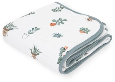 Little Unicorn - Premium 100% Baumwoll-Musselin Babydecke - atmungsaktive Steppdecke - Krabbeldecke - Kuscheldecke - handgemalte Designs 120 x 120 cm (Prickle Pots)