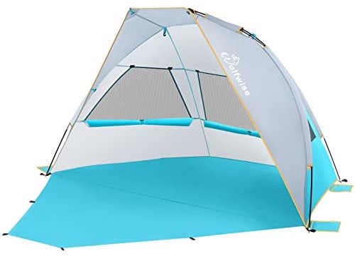 WolfWise Tienda de Playa Portátil para 3 Personas, Sombrilla UPF 50+, con Suelo Extensible, Azul