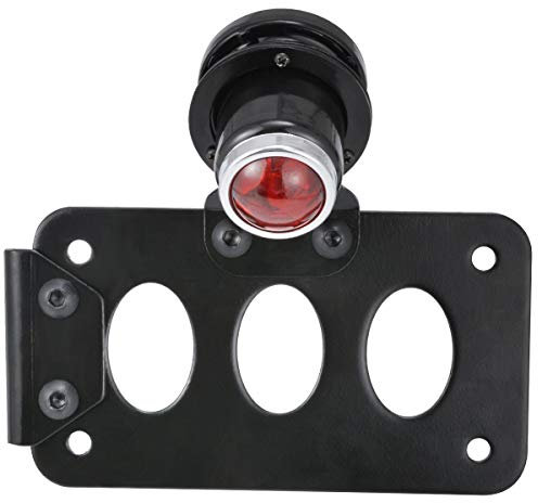 KATUR Schwarzes Motorrad Rücklicht Side Mount Kennzeichenleuchte mit Halterung Multifunktionales Rücklicht