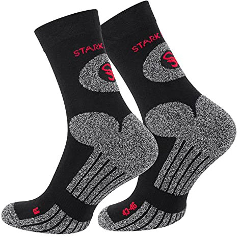 STARK SOUL Trekking Wandersocken für Damen & Herren, 2 Paar Atmungsaktive Gepolsterte Outdoor-Socken (Schwarz, 35-38)