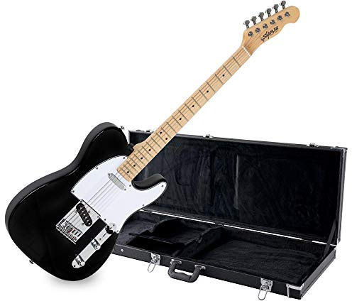 Shaman Element Series TCX-100B Koffer Set (Hochwertige E-Gitarre im TL Style mit 2 Single Coil Pickups & Cutaway inkl. Koffer) Schwarz