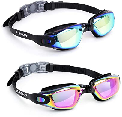 Vorshape Swim Goggles Swimming Goggles 2 Pack, Anti Fog No Leaking UV Protection Clear Vision Pool Goggles for Adult Men Women Youth