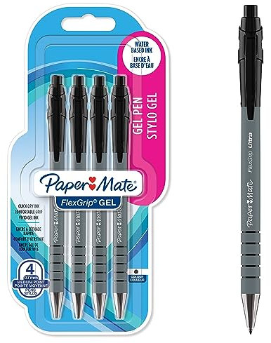 Paper Mate FlexGrip Gelstifte | 0,7 mm | schwarze Tinte | 4 Stück