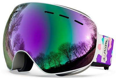 ACURE Maschera da Sci, Occhiali da Sci Snowboard OTG Senza Cornice Doppia Lente con Anti Appannamento e Protezione UV400 per Uomo, Donna e Gioventù (Viola, S(Ragazzi))