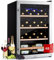 KLARSTEIN Wine Cooler Fridge, Dual Zone Wine Fridge with Glass Door, 2 Programmable Cooling Zones, Touch Controls, LED Display, 5-18 °C Range, 40 dB Low Noise, 48 Bottles / 128L Drinks Fridge, Black