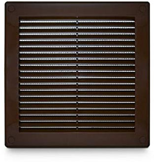 Rejilla de ventilación de 200 mm x 200 mm, con mosquitera de plástico ABS, color marrón