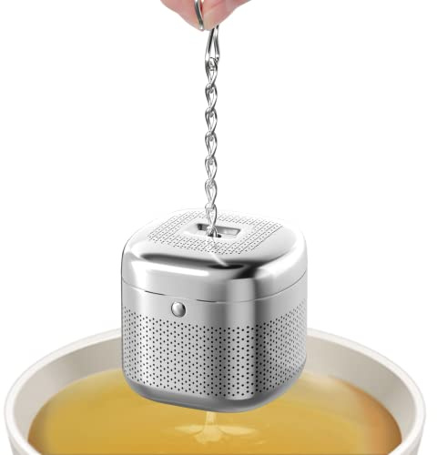 Reinmoson 2 Pack 304 Stainless Steel Tea Infuser for Loose Leaf Tea | Fine Mesh Tea Strainer Ball for Loose Leaf Tea, Come with 2 Saucers Loose Leaf Tea Steeper for Cup, Mug, Teapot