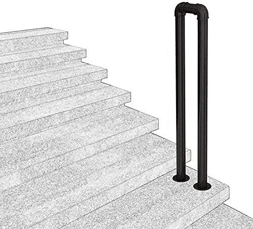 Handlauf Treppengeländer Innen Aussen Handläufe für Treppen Schmiedeeisen U-förmige Treppenhandläufe für Brüstung Treppen Balkon,Schwarz,Einfache Installation (30CM)