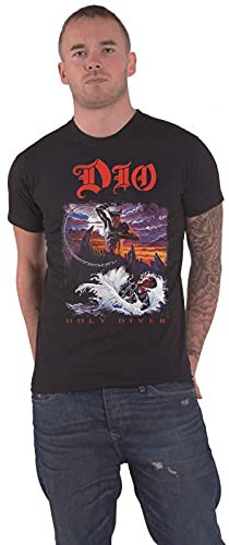 Dio T Shirt Holy Diver Band Logo Nue offiziell Herren Schwarz