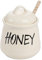 HAOTOP Honigglas aus Porzellan mit Deckel und Honigstab, 340 ml, Weiß (Beige)