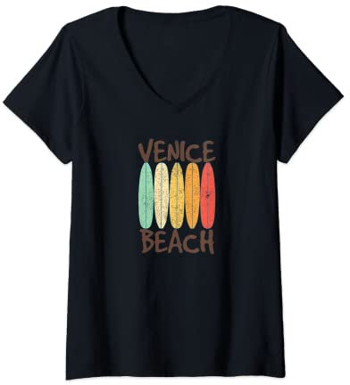 Damen Surfbretter - Venice Beach T-Shirt mit V-Ausschnitt