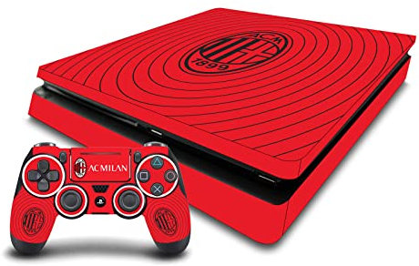 Head Case Designs Offizielle AC Milan Rot und Schwarz Kunst Vinyl Haut Gaming Aufkleber Abziehbild Abdeckung kompatibel mit Sony PlayStation 4 PS4 Slim Console and DualShock 4 Controller