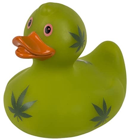 MIK funshopping Badeente Quietscheente Badewannenspielzeug (Ente Stoned grün)