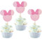 SYKYCTCY 24 Pezzi Topolino Ispirato Compleanno Decorazione Torta Mini Happy Birthday Cake Topper Con Fiocco Rosa