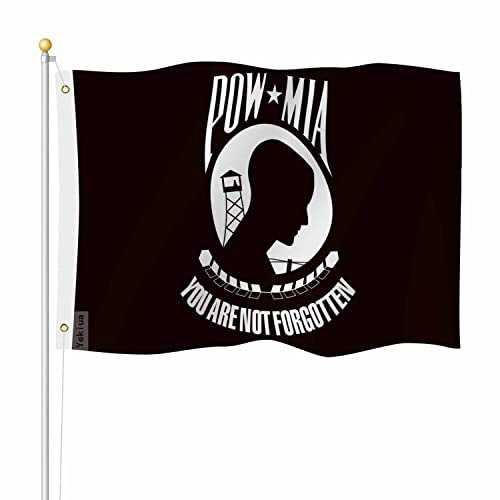 Yekiua Pow Mia Flagge, 90 x 150 cm, Missing In Action You Are Not Forgotten, Gefangene des Krieges, UV-geschützt, Banner, langlebig, für den Innen- und Außenbereich, mit Messingösen, lebendige Farbe,