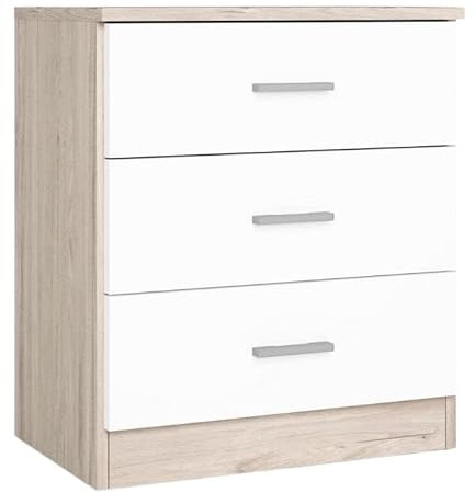 LIQUIDATOR Mesita de Noche 3 cajones Color Sahara/Blanco Mate 50x58x33.3