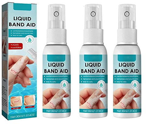 Zinbole Liquid Bandage Spray,Liquid Skin Bandage,Quick-Dry Spray Plasters for Wounds, Liquid Bandage Spray,for Minor Cuts, Scrapes, Wounds, Cracked Skin (3 PCS)