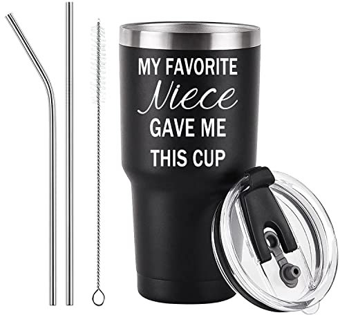 Aletege My Favorite Niece Gave Me This Cup Travel Mug Travel Tumbler, Uncle Gifts from Niece, Birthday Father's Day Gift for Uncle from Niece and Nephew 30 OZ Black