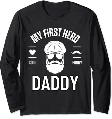 My First Hero Daddy Cool Dad With Newsboy Cap Vatertag Langarmshirt