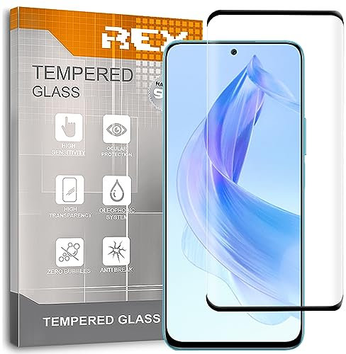 REY Protector de Pantalla Curvo para Honor 90, Negro, Cristal Vidrio Templado Premium, 3D / 4D / 5D, Anti Roturas