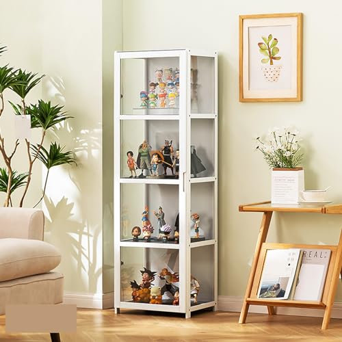 JSDMBD Vitrine pour Collection, 4 Niveaux Vitrine Salon de Rangement pour Figurine Object Mange, Transparent Boite Presentoir en Acrylique, Vitrine pour Mini Figurines d'action avec(Blanc)