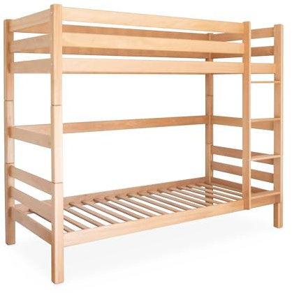 Ehrenkind® Etagenbett für Kinder | Hochbett Kinder aus hochwertigem Buchenholz - Sicher & Flexibel | Etagenbett transparent lackiert 90x200x173 | Hochbett 90x200