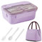 Tohoee Scatole Bento 1250ml Bento Box Ermetico Senza BPA con 3 Scomparti e Posate Porta Pranzo da Ufficio Scuola Sicuri per Microonde e Lavastoviglie per Adulti e Studenti