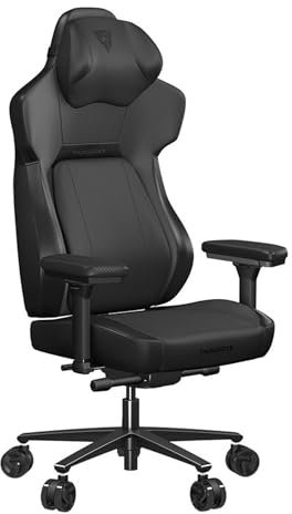 ThunderX3 CORE Modern - Ergonomischer Gaming Stuhl, Sitzfläche neigbar, Lendenwirbelstütze, Memory Foam Kopfstütze, Fußstütze, Kunstleder – Schwarz