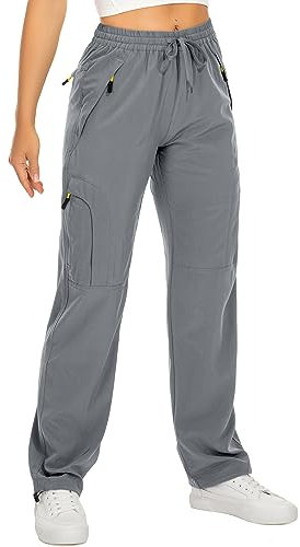 yeyity Wanderhose Damen Leichter Quick Dry Outdoorhose Atmungsaktiv Cargohose UV-Schutz Trekkinghose Funktionshose Jogginghose(6608,Grey01,XXL)