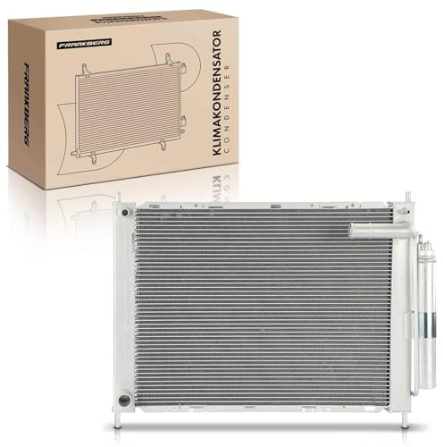 Frankberg Klimakondensator mit Trockner und Kondensator Replace #21400AX600 | Kompatibel mit Nissan Micra III K12, Note E11 NE11, Micra C+C III K12; 21400-BC00A, 21400-AX601, 21400-BC00B, 21400-BC40C