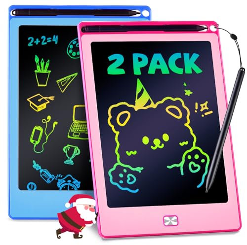 POPERFUN 2 Pack LCD Writing Tablet, 8.5 Inch Drawing Tablet for Kids Travel Games Activity, Toddlers Learning Board Toys Christmas Stocking Fillers Birthday Gifts Blue&Pink