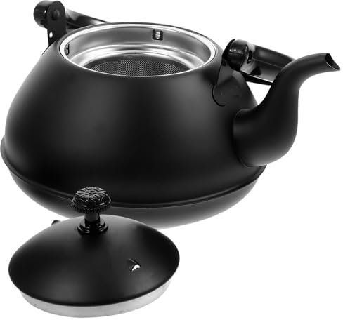 Tetera de acero inoxidable Caldera de agua retro Estufa Tetera con infusor Cafetera de 2 litros Tetera Hervidor de agua para cocina casera Restaurante Uso Negro
