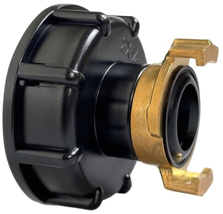 IBC Adapter Schnellkupplung, IBC Tank Adapter S60X6 IG auf 3/4 IG mit Messing Schnellkupplung 3/4 AG, IBC Container Zubehör Klauenkupplung kompatibel mit Geka System (3/4 AG Schnellkupplung)