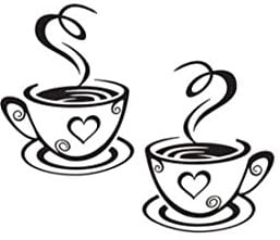 Two Coffee Cups Vinyl Wall Decal Creative Wall Sticker Removable Art Wall Paper for Bedroom, Living Room, Kids Room Wall Stickers