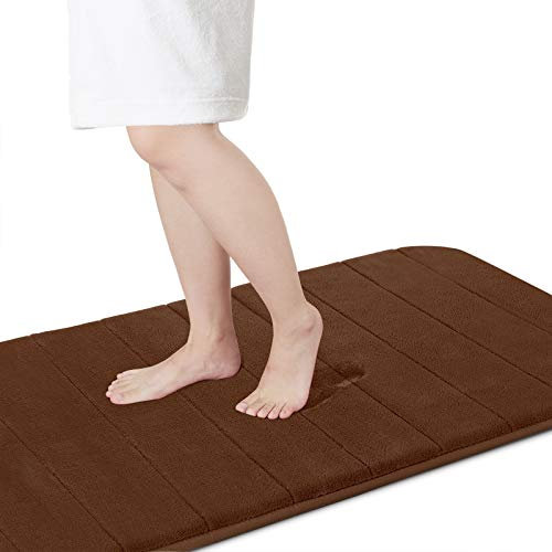 Yimobra Badematte rutschfest, 92 x 61 cm, Super Wasseraufnahme, Dick, Maschinenwaschbar, Leicht zu Trocknen Badezimmerteppich – Braun