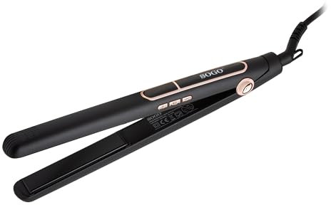 Sogo Plancha de Pelo Profesional con Cinco Niveles de Temperatura 150°C, 170°C, 190°C, 210°C, 230°C con Revestimiento de Tourmalina - Planchas del Pelo con Calefactor PTC Ultrarrápido y Pantalla LED