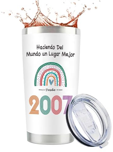 CoCoCherry Regalos Para chicas de 18 años, Regalo 18 Años Chica, Taza De Arcoíris Para, Este es un Regalo para Hermanas, Amigos y Seres Queridos en el Año 2007