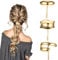 Grevosea 3 Pcs Gold Hair Cuffs, 1 Inch Gold Ponytail Cuff Metal Hair Tie Gold Hair Clips Decorative Barrettes Gold Hair Accessories for Women Girls Long Hair Ponytail Holder