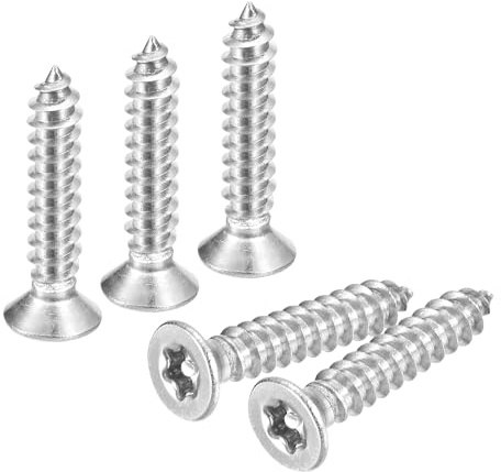 QUARKZMAN 50 Stück Senkkopf Torx-Schrauben, M3 x 16mm Torx Holzschrauben 304 Edelstahl Sicherheitsschrauben mit Bit T10, Selbstschneidend Diebstahlsicher für Holz, Mechanische (Silber)