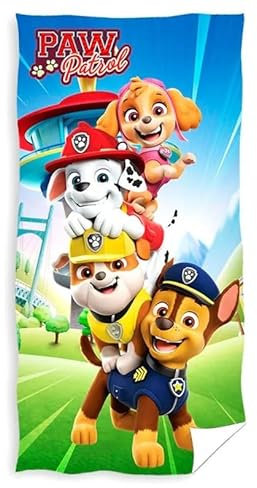 eplusm Paw Patrol Strandtuch oder Badetuch, 70 x 140 cm Schnell Trocknend Badetuch Geschenk Jungen ideal für Pool, Reise Strand und Schwimmbad (DE/NL/SE/PL, Alter, 3 Jahre, 6 Jahre, Regular, Blau)
