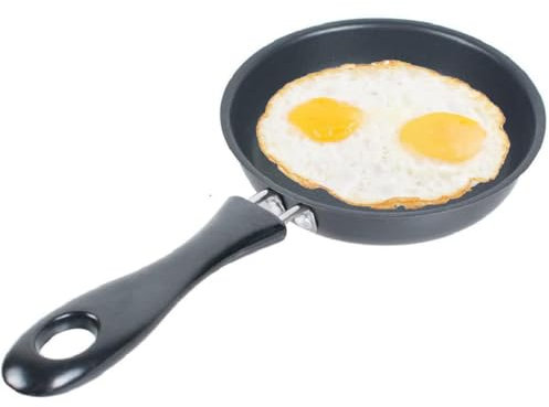LANYOTA Small Pan, Egg Frying Pan Non Stick 12CM 14CM, Mini Omelette Pans with Heat-Resistant Handle, Electric & Gas Hob, Carbon Steel, Black (14CM)