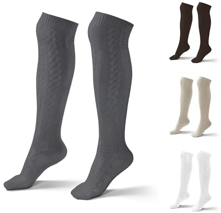 Atforna Herren und Damen Lange Trachtensocken Knielang Trachtenstrümpfe Aus Baumwolle für Oktoberfest und andere Feierlichkeiten, 1er Pack, Größe 35 bis 50