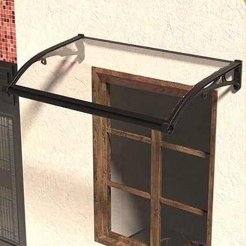 Marquise De Porte D’Entrée Moderne, Auvent Porte D'Entree Avec Gouttière, Panneau Solide Extérieur En Polycarbonate Avec Support En Aluminium, Pour Garage, Balcon, Fenêtre(W60xL80cm/23.6x31.5in)